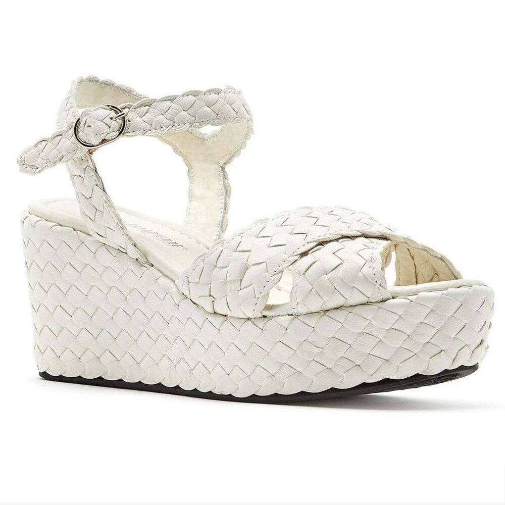 La Canadienne Prevost Platform SANDALS Size EU 40 9.5 Woven White Leather NEW - Picture 6 of 16